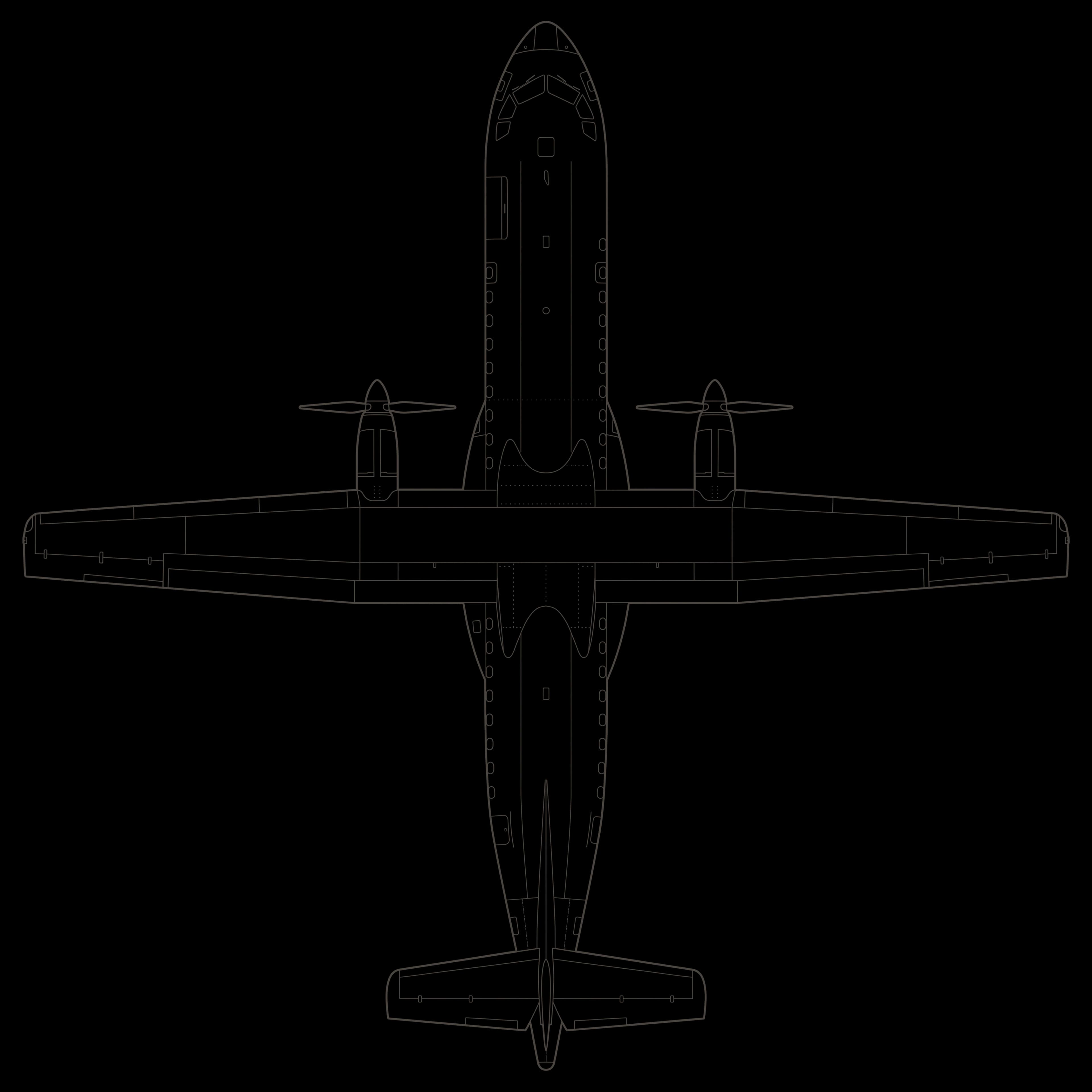 ATR 72 Freighter, top view line drawing