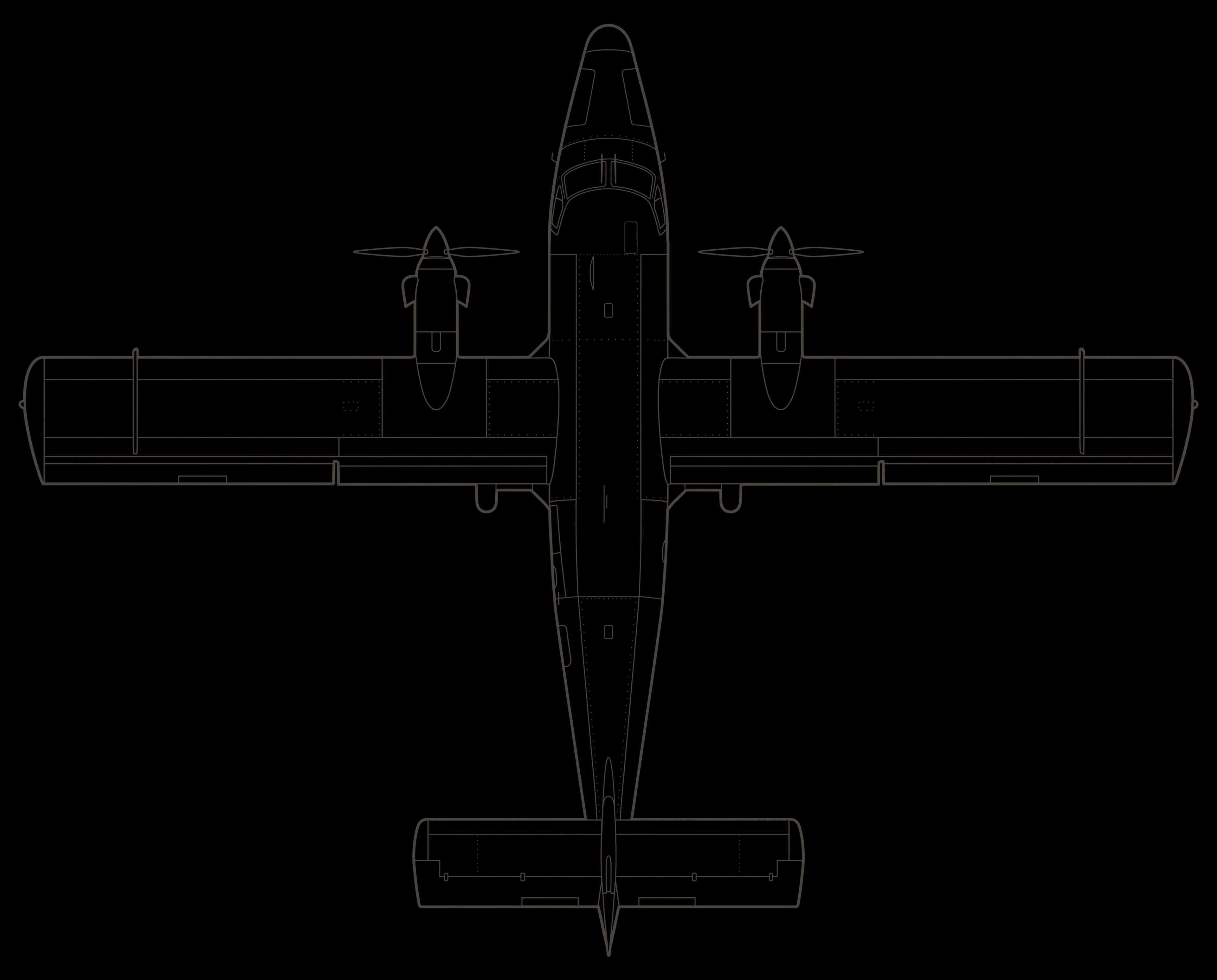 Twin Otter, top view line drawing