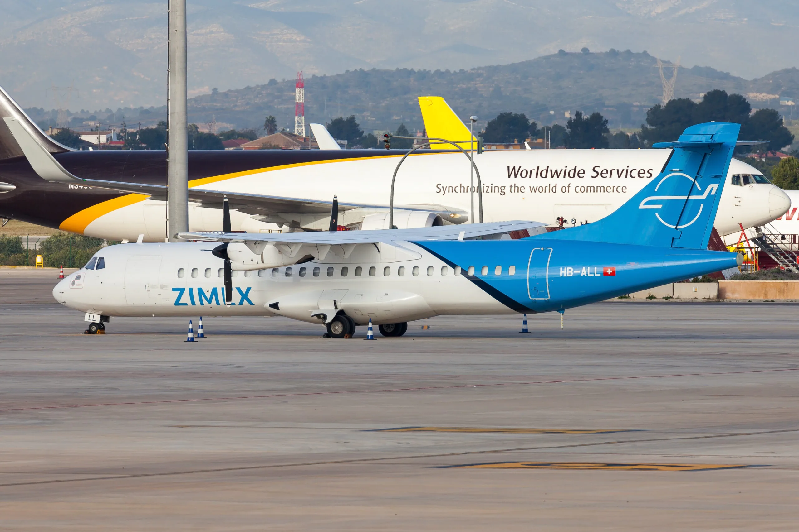 A Zimex ATR on the cargo apron