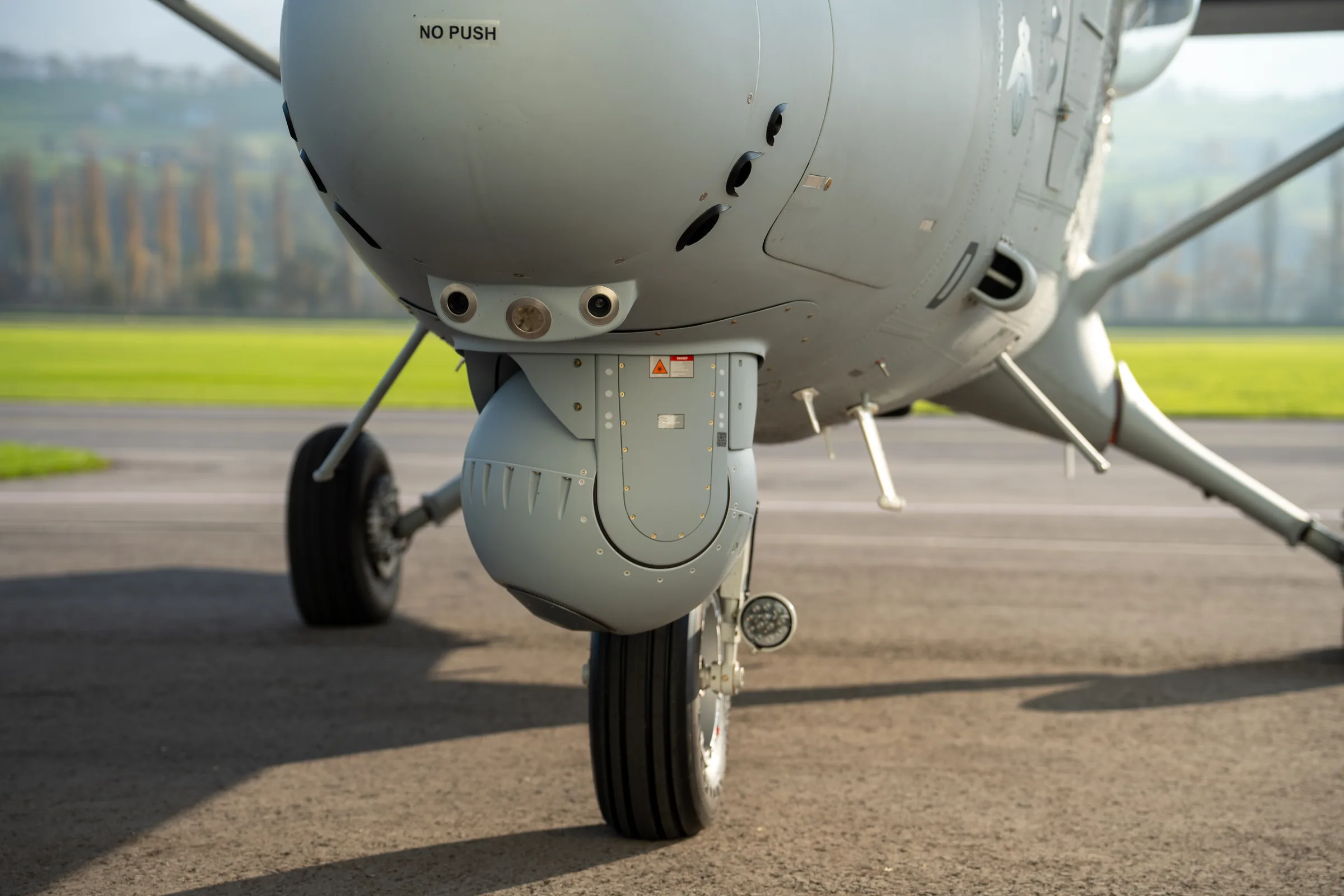 The Airborne LINX sensor turret under the nose of a Danish Home Guard Twin Otter