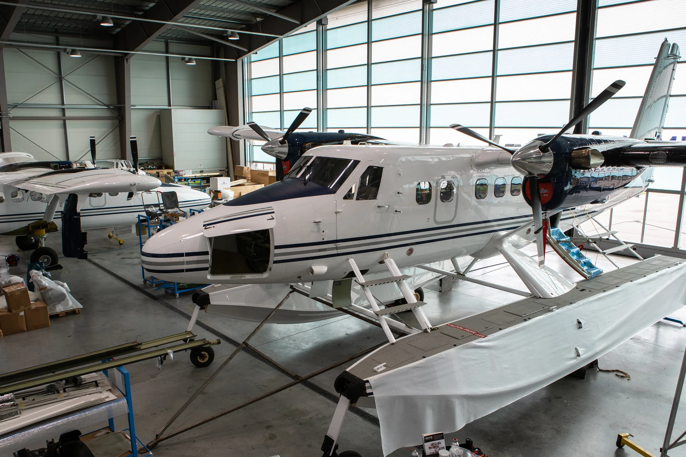 A float Twin Otter in the hangar at Altenrhein