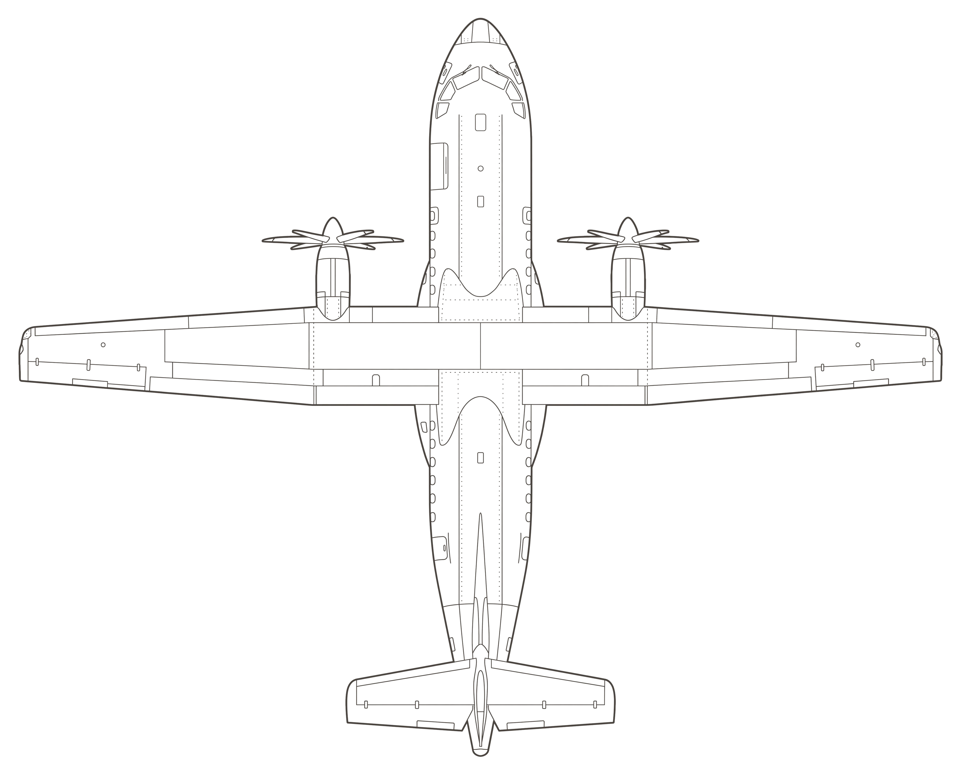 ATR 42-500, top view line drawing