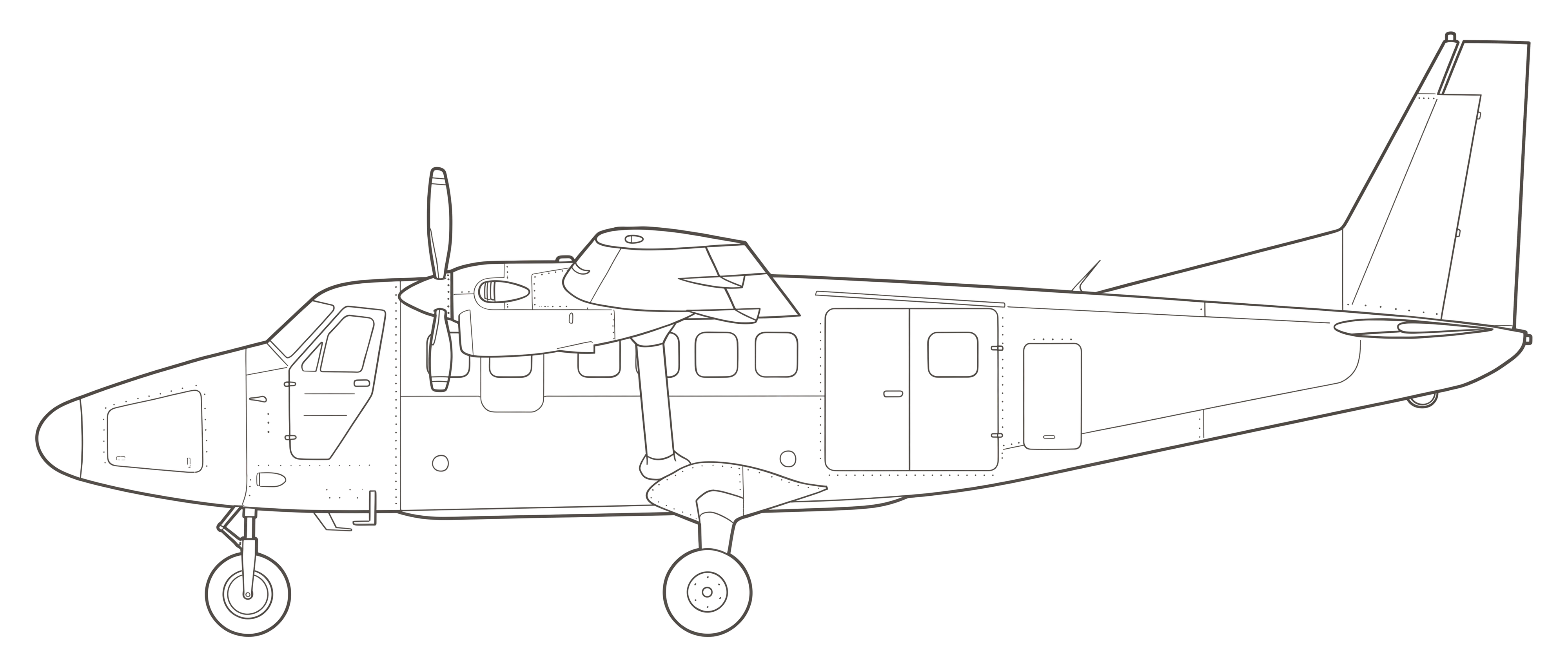 Twin Otter, side view line drawing